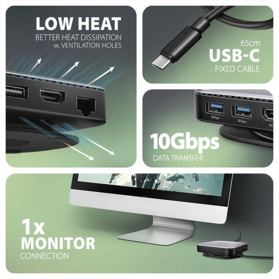 Концентратор USB Type-C Axagon Gray (HMC-UFO)