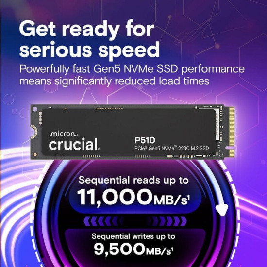 Накопичувач SSD 1TB Micron P510 M.2 2280 PCIe 5.0 x4 3D NAND (CT1000P510SSD8)