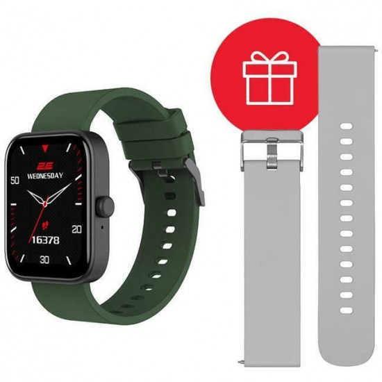 Смарт-годинник 2E Alpha SQ Music Edition 46 mm Black/Green (2E-CWW40BKGN-WS)