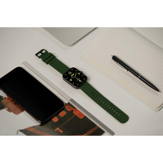 Смарт-годинник 2E Alpha SQ Music Edition 46 mm Black/Green (2E-CWW40BKGN-WS)