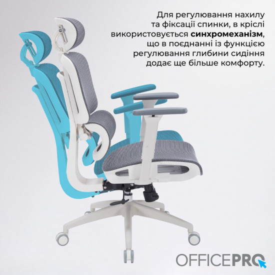 Крісло офісне Officepro Skyline White/Dark Gray (OC680-W-DG-DG)