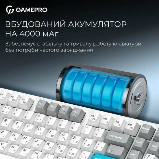 Клавіатура бездротова GamePro Asgard Drakkar Keychron Super Red Switch White (MK305WH)