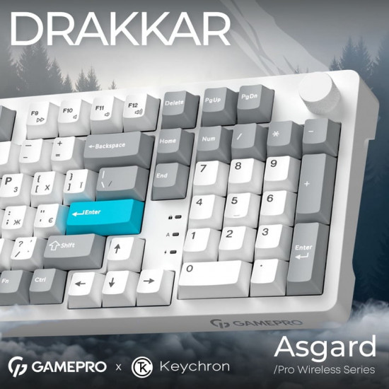 Клавіатура бездротова GamePro Asgard Drakkar Keychron Super Red Switch White (MK305WH)