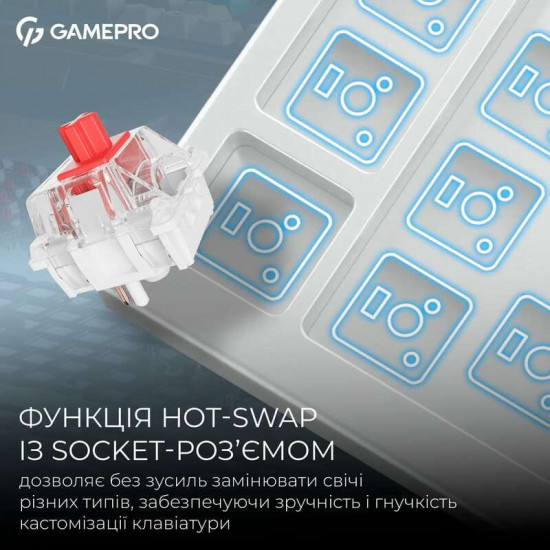 Клавіатура бездротова GamePro Asgard Drakkar Keychron Super Red Switch White (MK305WH)