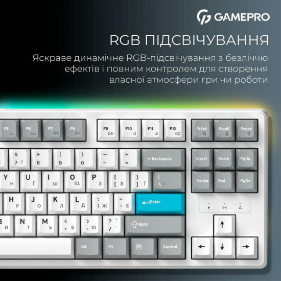 Клавіатура бездротова GamePro Asgard Ragnar Keychron Super Red Switch White (MK285WH)