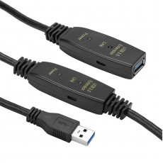 Активний подовжувач PowerPlant USB 3.0 AM - AF, 10 м (CA912858)