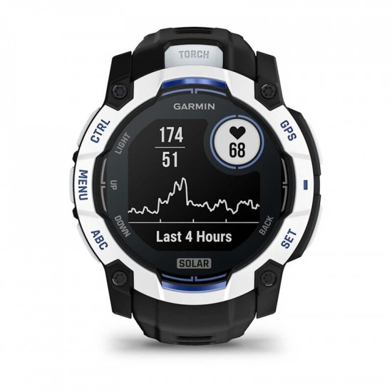 Смарт-годинник Garmin Instinct 3 50mm Solar Whitestone with Black/Bolt Blue Silicone (010-02935-43)