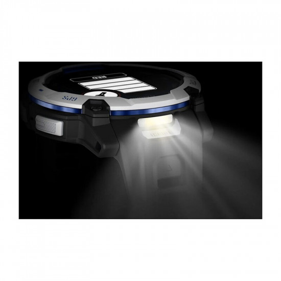Смарт-годинник Garmin Instinct 3 50mm Solar Whitestone with Black/Bolt Blue Silicone (010-02935-43)