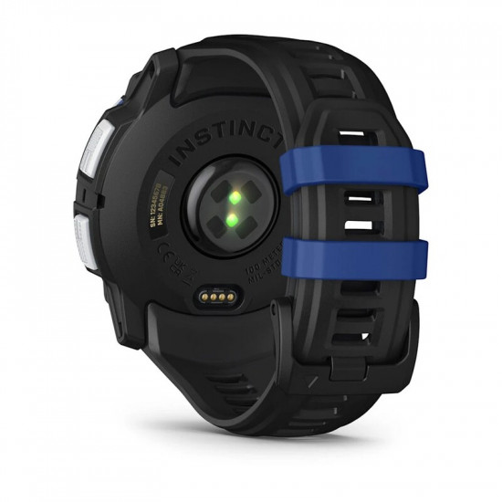 Смарт-годинник Garmin Instinct 3 50mm Solar Whitestone with Black/Bolt Blue Silicone (010-02935-43)