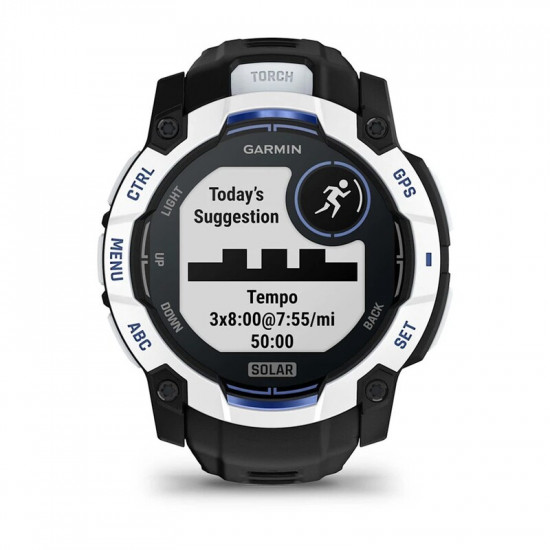 Смарт-годинник Garmin Instinct 3 50mm Solar Whitestone with Black/Bolt Blue Silicone (010-02935-43)