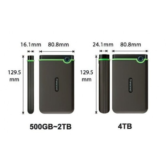 Зовнiшнiй жорстий диск 2.5" USB 4.0TB Transcend StoreJet 25M3 Iron Gray Slim (TS4TSJ25M3S)