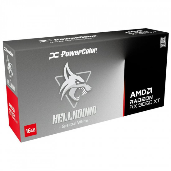 Відеокарта AMD Radeon RX 9060 XT 16GB GDDR6 Hellhound Spectral White PowerColor (RX9060XT 16G-L/OC/WHITE)