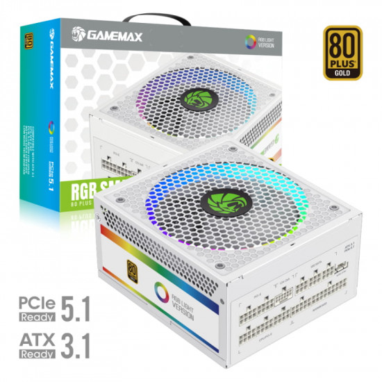 Блок живлення GameMax RGB 1050 Pro 1050W White (ATX3.1 PCIe5.1)