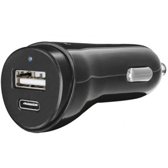 Автомобільний зарядний пристрій Trust Urban USB-C&USB (USB-Ax2.4A, USB-Cx3.0A) Black (21588)
