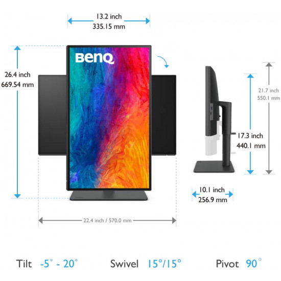 Монiтор BenQ 225" PD2506Q (9H.LLDLB.QBE) IPS Dark Gray