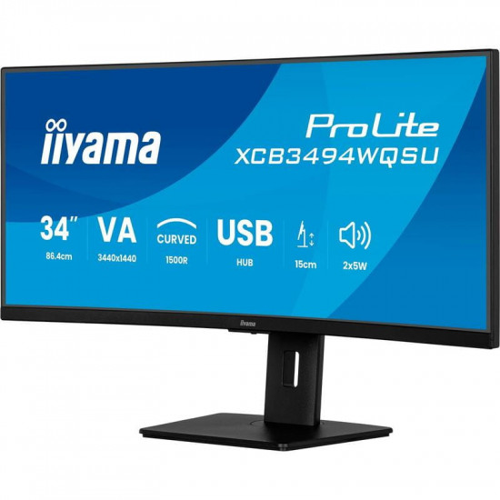 Монітор Iiyama 34" ProLite XCB3494WQSU-B1 VA Black Curved 120Hz
