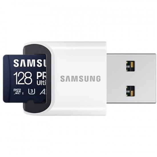 Карта пам`ятi MicroSDXC 128GB UHS-I/U3 Samsung Pro Ultimate R200/W130MB/s + USB-адаптер (MB-MY128SB/WW)