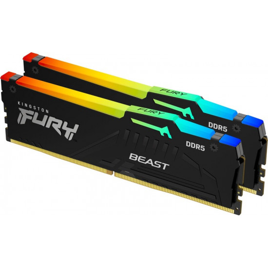 Модуль пам`яті DDR5 2x16GB/5600 Kingston Fury Beast RGB Black (KF556C40BBAK2-32)