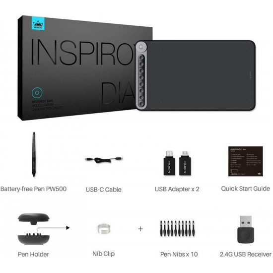Графічний планшет Huion Inspiroy Dial Q620M + рукавичка