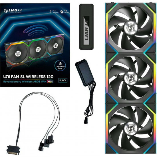 Вентилятор Lian Li Uni Fan SL Wireless 120-3 Black (G99.12SL1W3B.00)