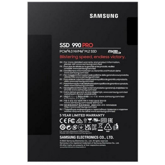 Накопичувач SSD  1ТB Samsung 990 PRO M.2 2280 PCIe 4.0 x4 NVMe V-NAND TLC (MZ-V9P1T0BW)