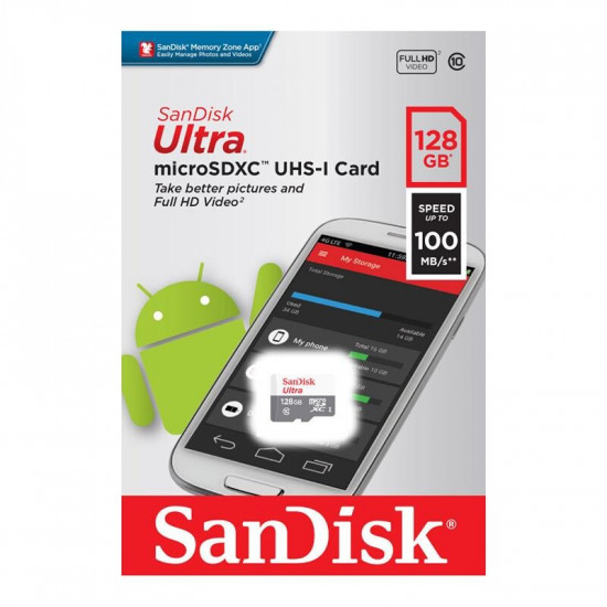 Карта пам`яті MicroSDXC 128GB UHS-I Class 10 SanDisk Ultra R100/W10MB/s (SDSQUNR-128G-GN6MN)