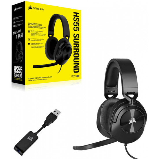 Гарнiтура Corsair HS55 Surround Headset Carbon (CA-9011265-EU)