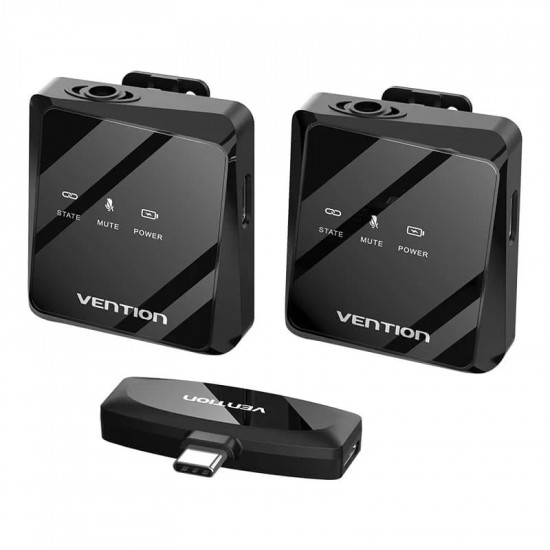 Мікрофон Vention USB Type-C 2-Pack Wireless Lavalier Black (NCBB0)